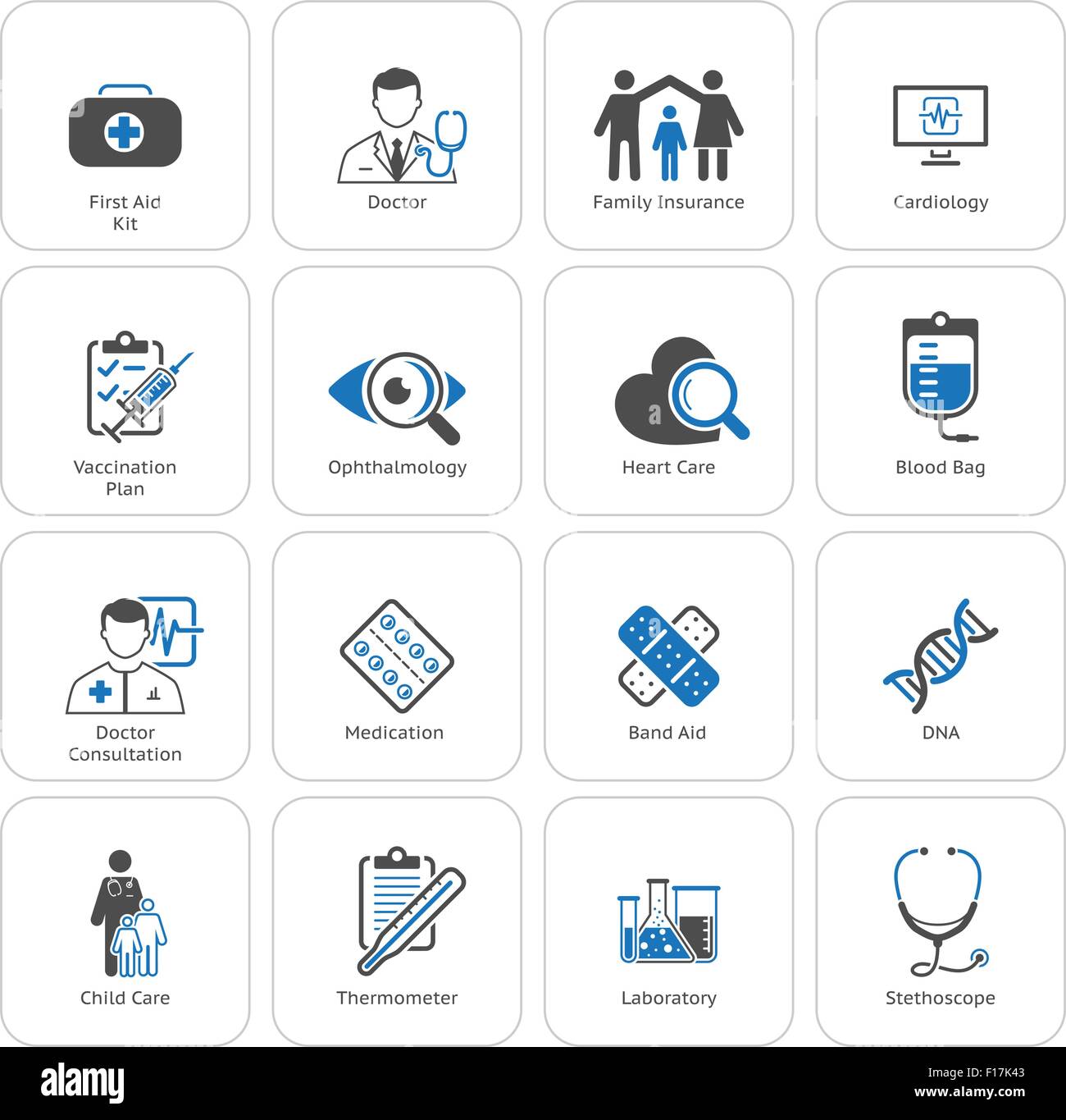Medical and Health Care Icons Set. Flat Design Stock Vector Image & Art ...