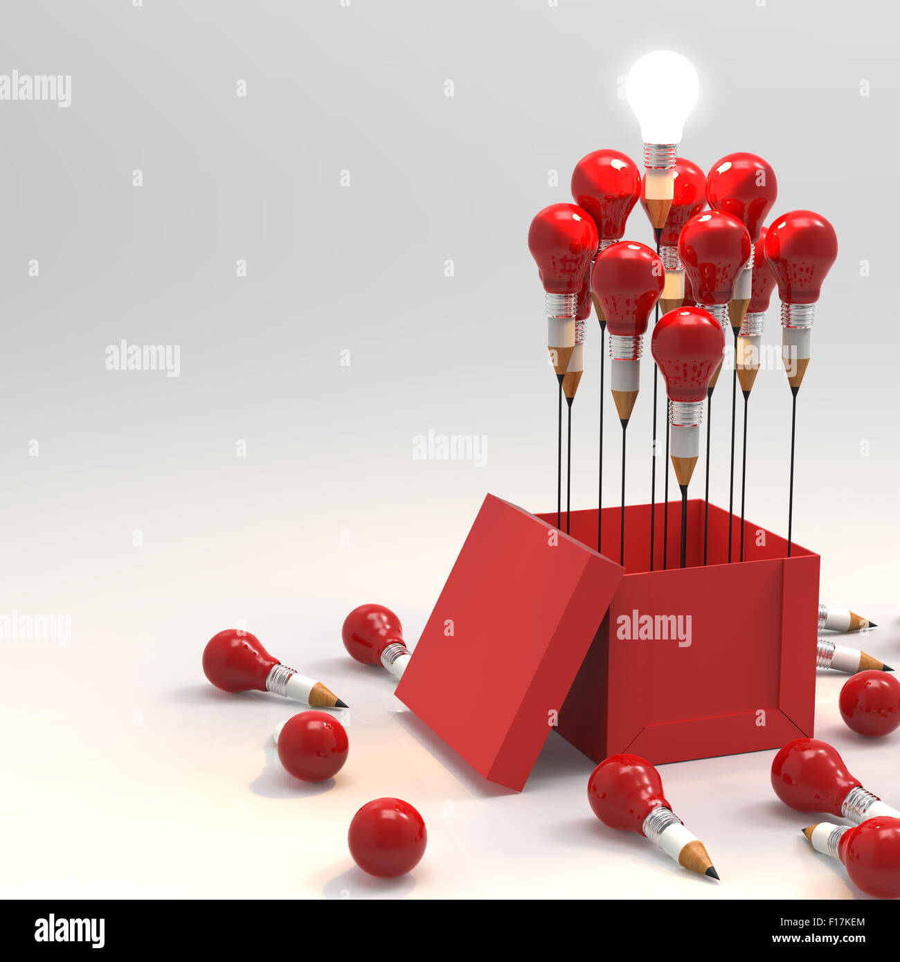 drawing idea pencil and light bulb concept outside the box as creative ...