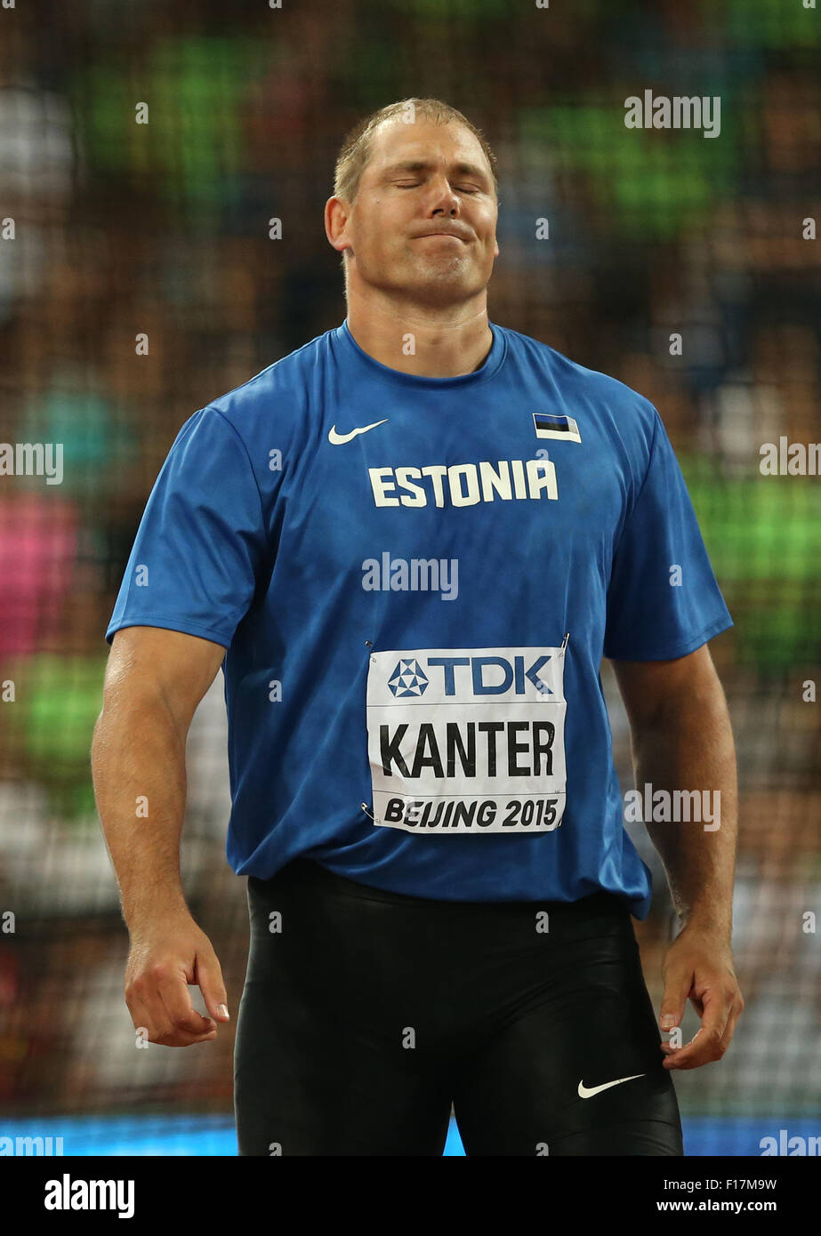 Beijing, China. 29th Aug, 2015. Gerd Kanter of Estonia competes in the