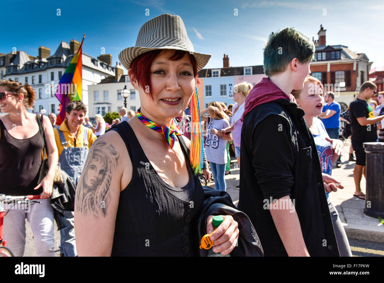 Margate, Kent, UK. 29th August, 2015. Huge crowds from all over Europe gather together in the seaside town of Margate to celebrate Kent Pride, 2015. Alamy Live News/Photographer: Credit:  Gordon Scammell Stock Photo