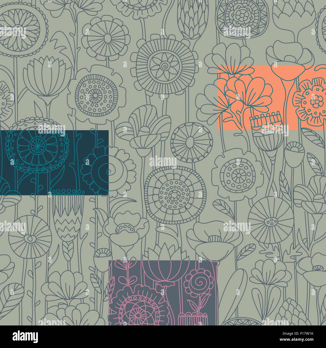 vector set seamless floral pattern Stock Vector Image & Art - Alamy