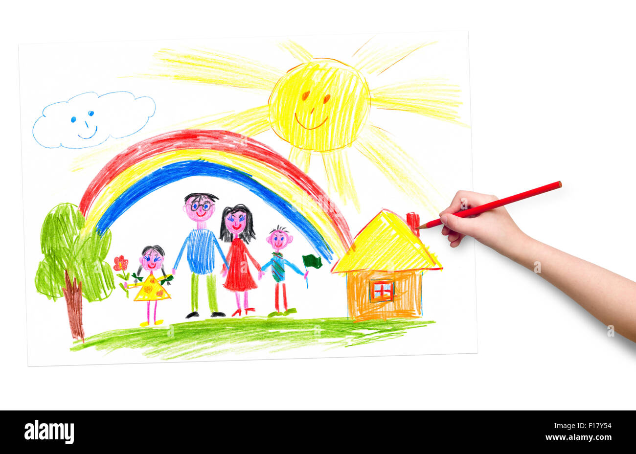 Child drawing mom Cut Out Stock Images & Pictures - Alamy