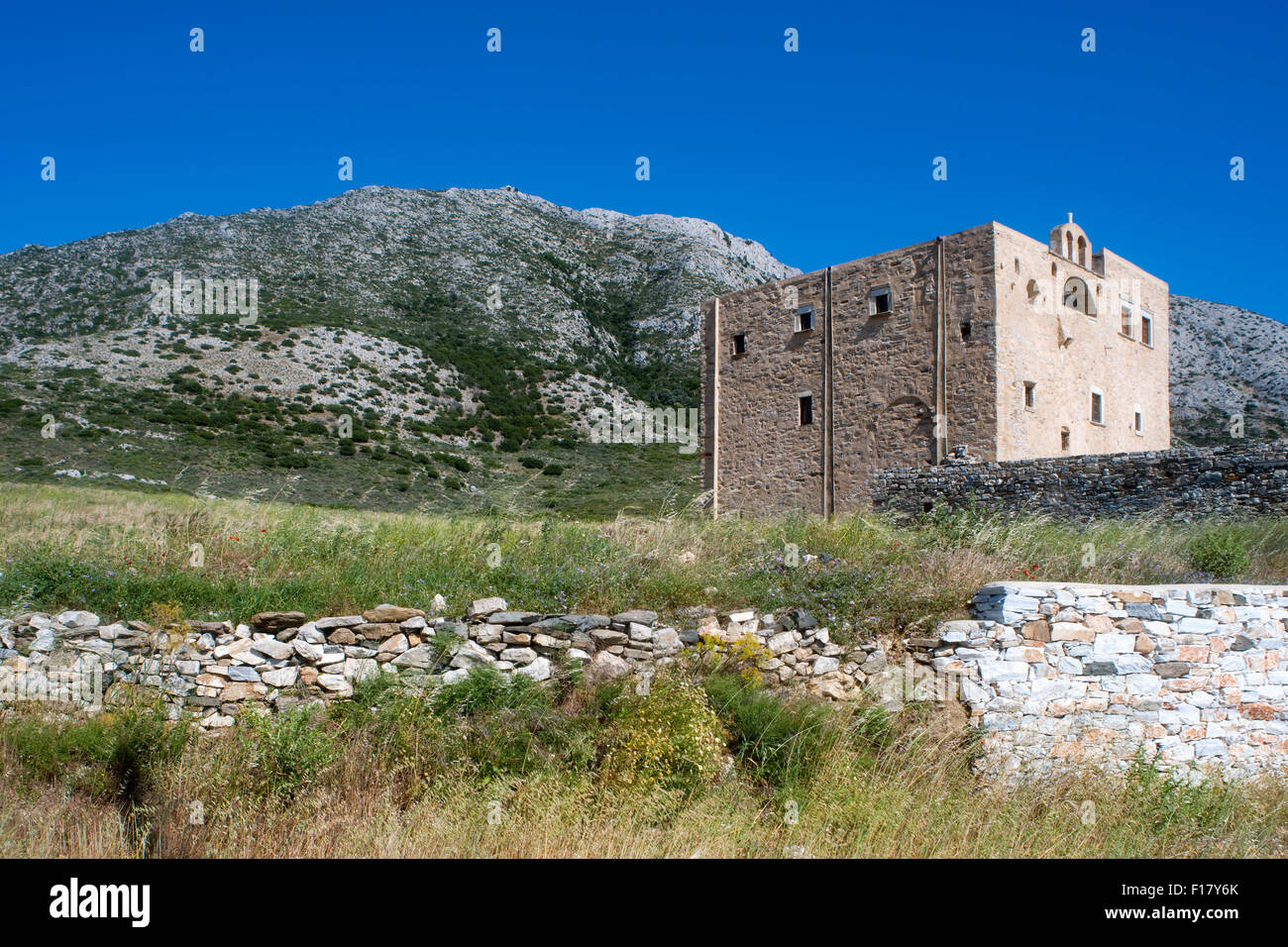 Griechenland, Kykladen, Naxos, Ano Sangri, venezianischer Wohnturm Pirgos Timiou Stavros (Bazeos Tower) Stock Photo