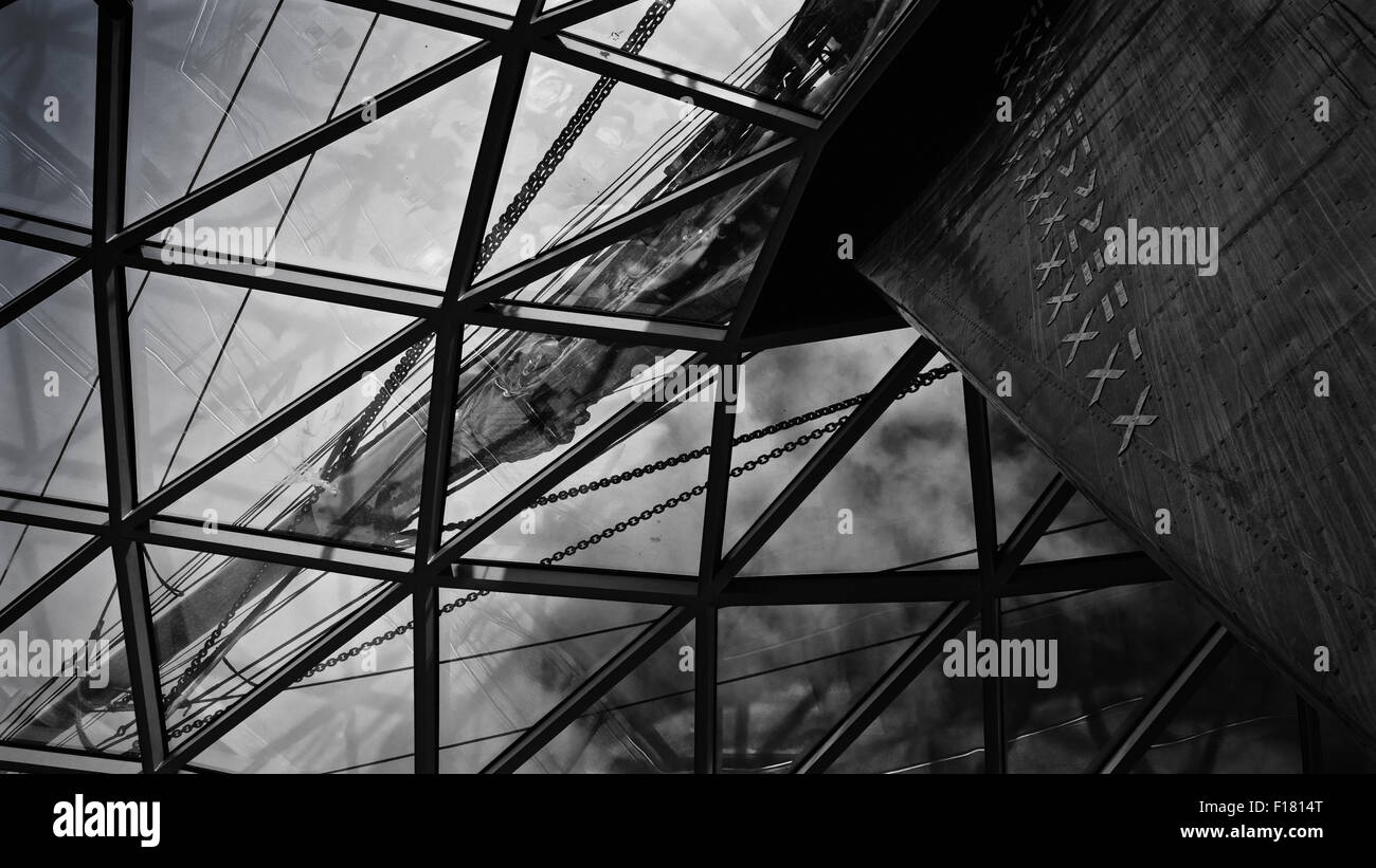 Bow of the tea clipper Cutty Sark in dry dock Greenwich Stock Photo