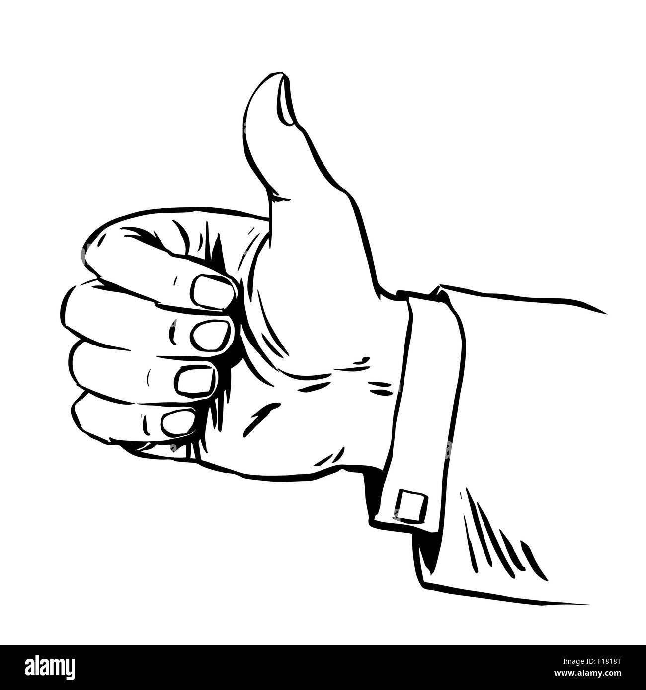 Gesture everything is fine thumb up business concept hitchhiking Stock Vector