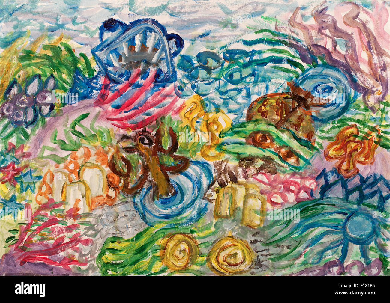 Underwater world abstract painting Stock Photo Alamy