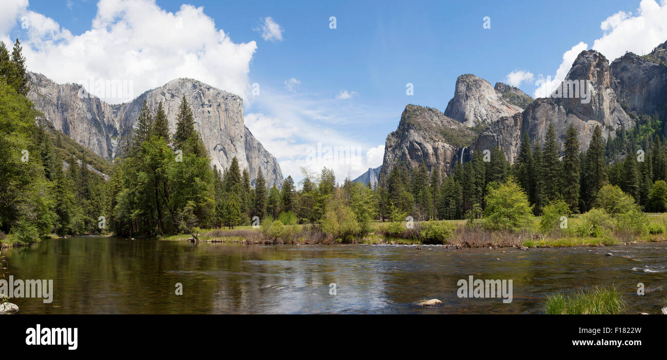 El Capitan and Cathedral Rocks, Yosemite National Park, California, USA Stock Photo