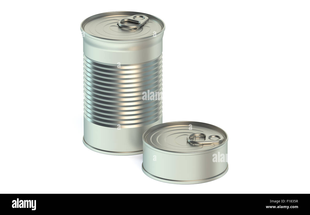 tin cans isolated on white background Stock Photo