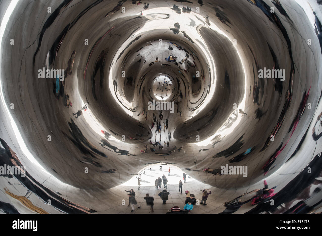 Visitors at Cloud Gate, The Bean, Chicago, Millennium Park Stock Photo