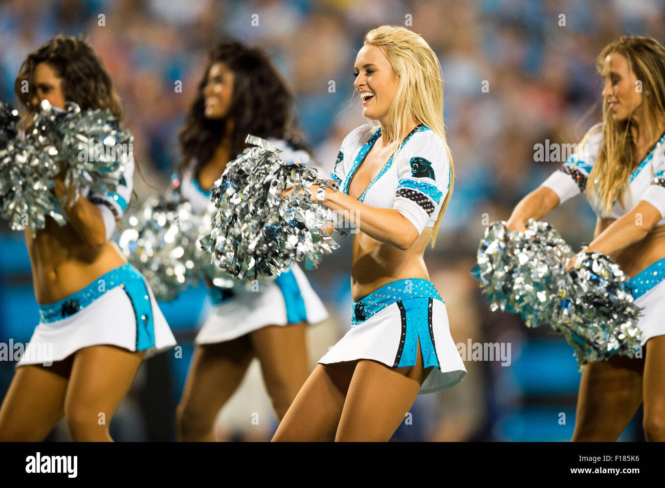 Carolina Panthers cheerleaders during the NFL preseason football game between the New England Patriots and the Carolina Panthers, Friday, Aug. 28, 2015 in Charlotte. Jacob Kupferman/CSM Stock Photo