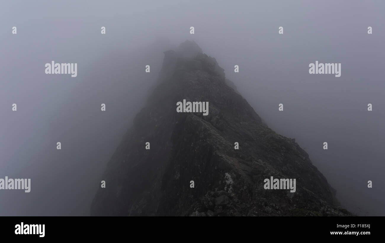 The Cuillin Ridge in the mist, Sgurr a' Ghreadaidh, Cuillin, Isle of Skye, Scotland, UK Stock Photo