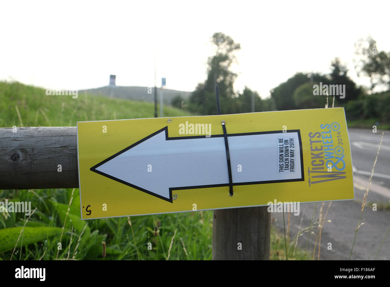 cycle route temporary direction arrow on a section of the national cycle route 26 Stock Photo