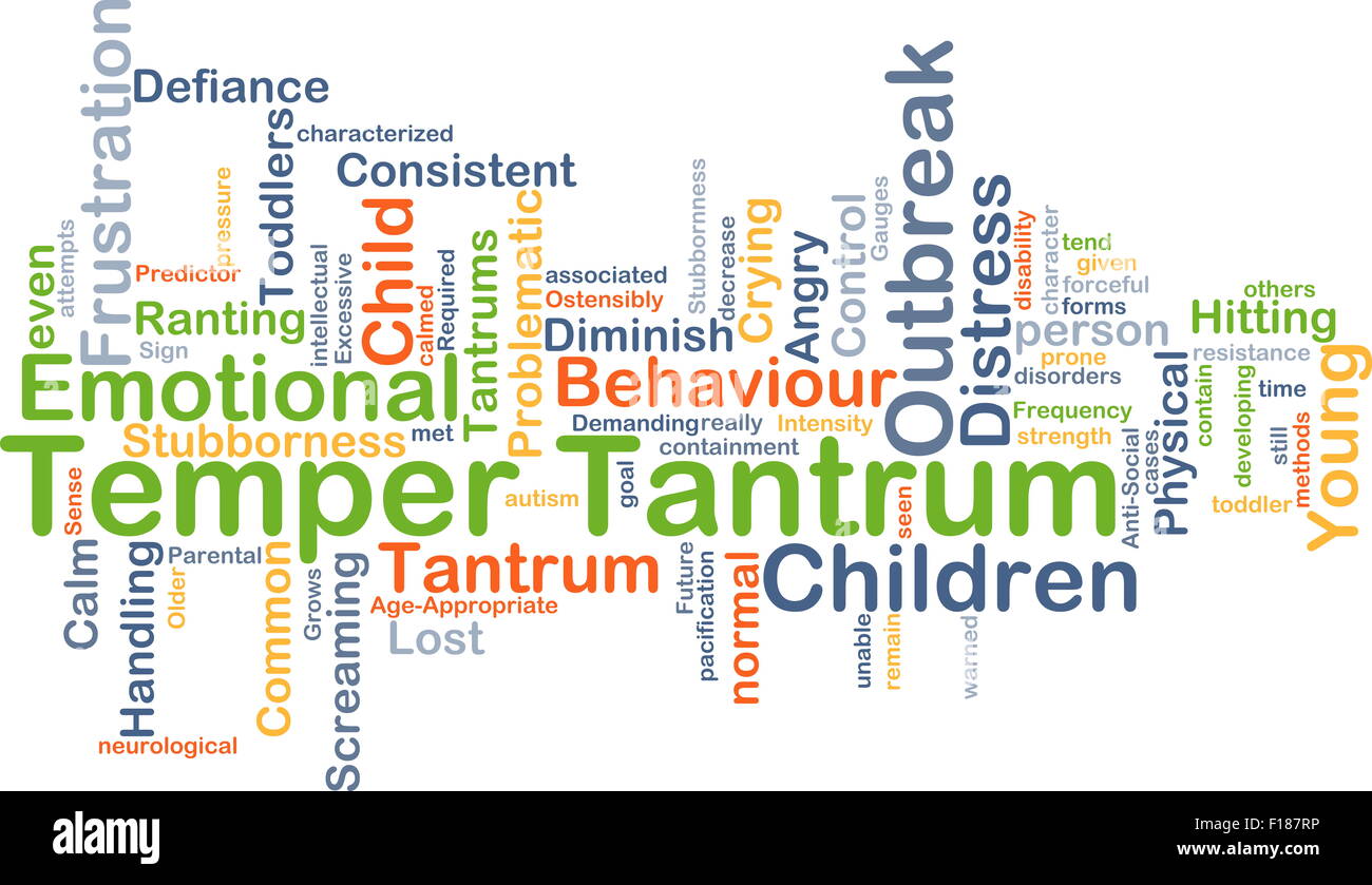 Background concept wordcloud illustration of temper tantrum Stock Photo
