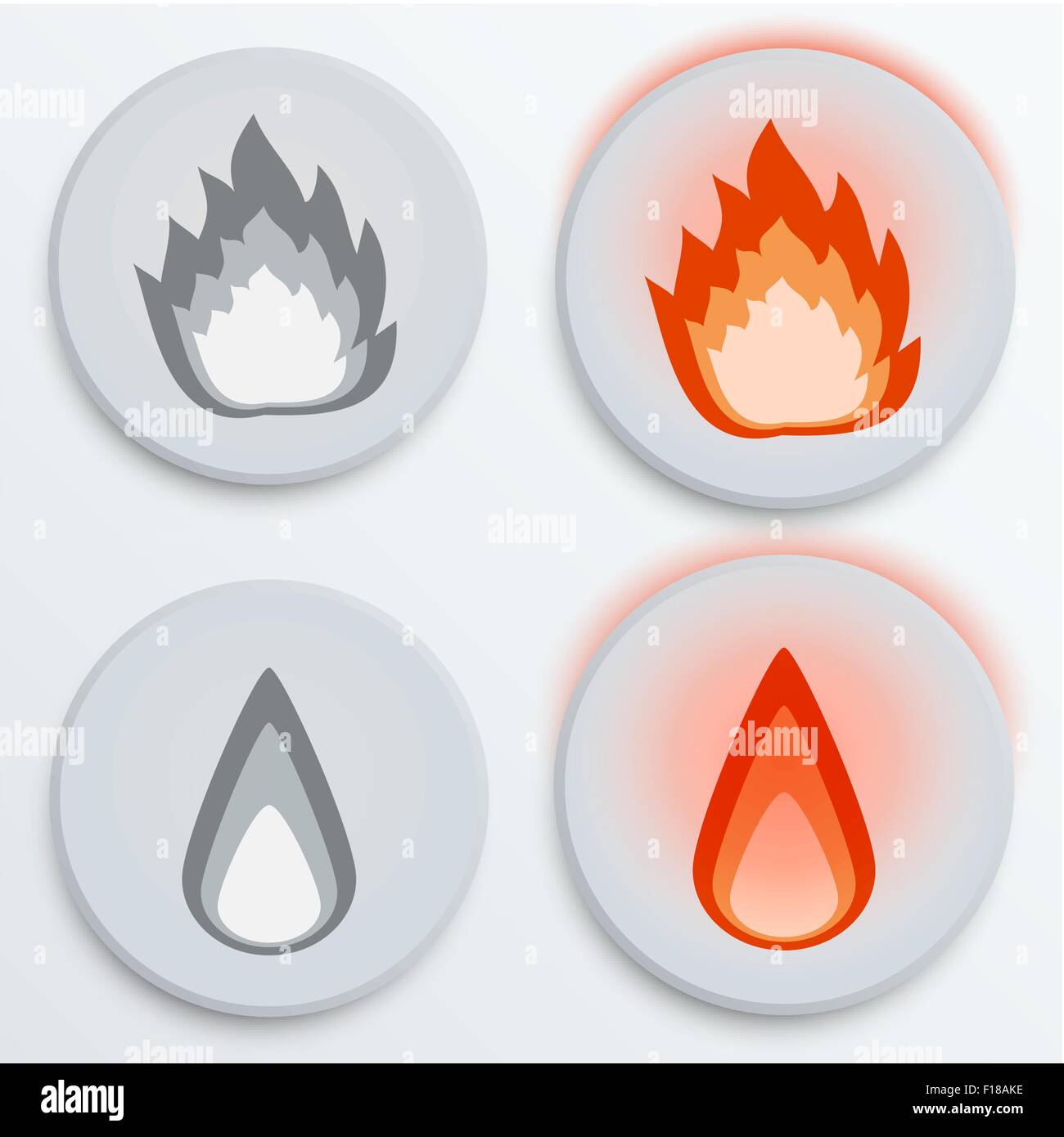 Fire flames red, set icons, vector illustration Stock Vector Image ...