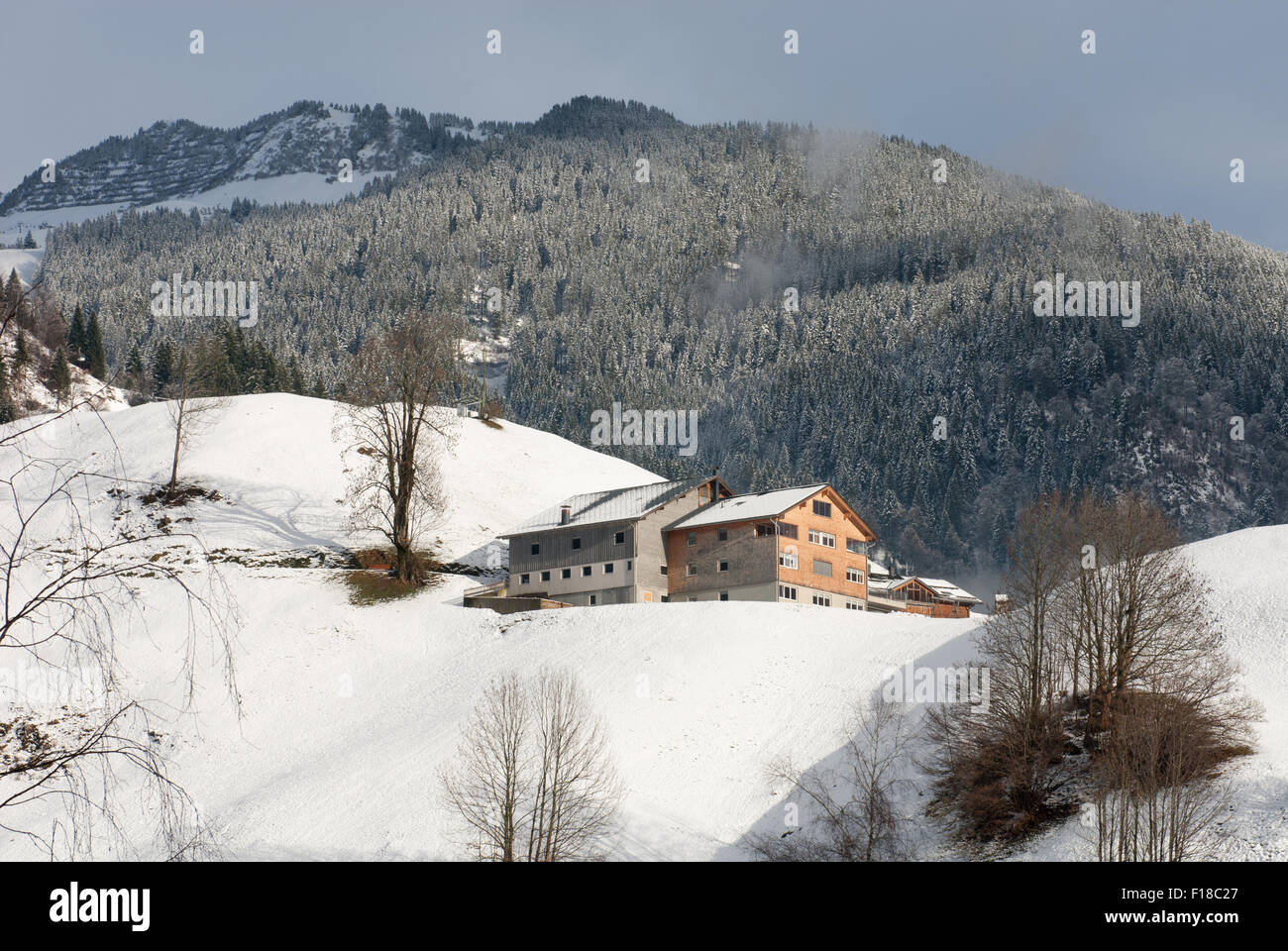 A winter alpine scene near Mellau, in Austria Stock Photo