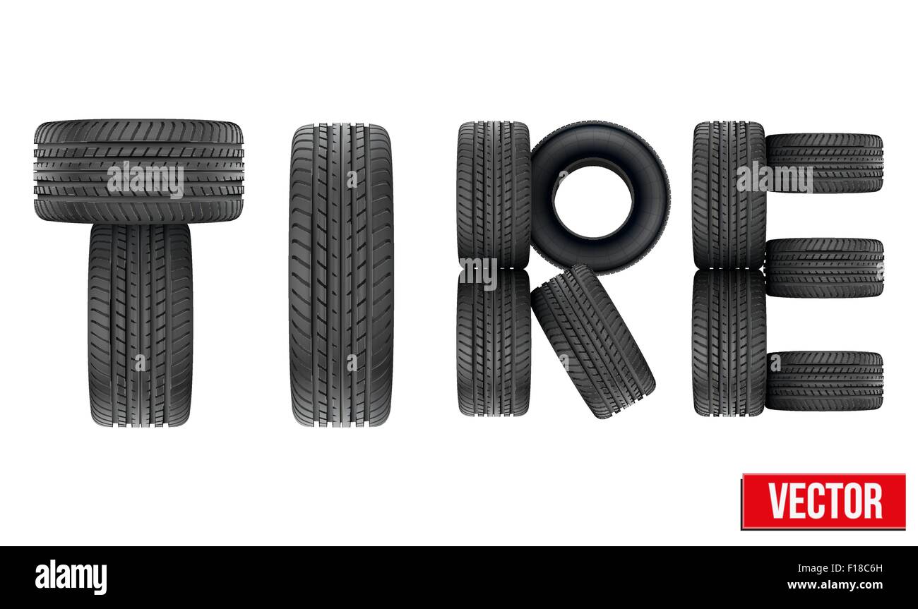 Title of Realistic rubber tires. Vector Illustration Stock Vector Image