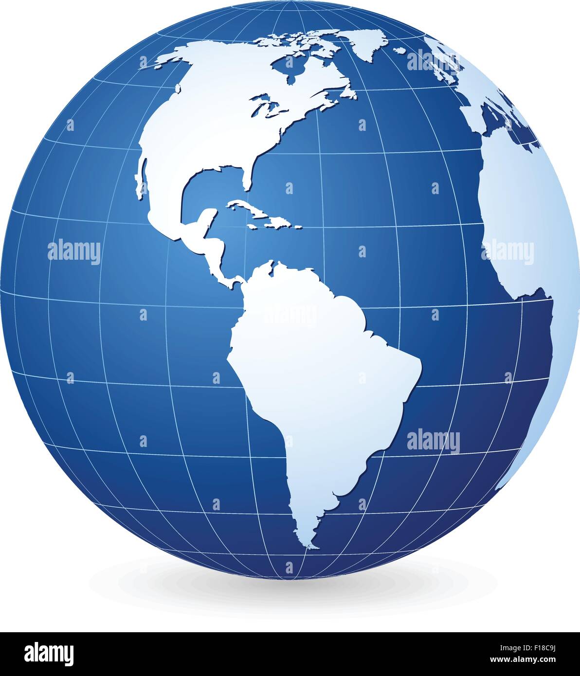 Blue world globe on a white background. Vector illustration Stock
