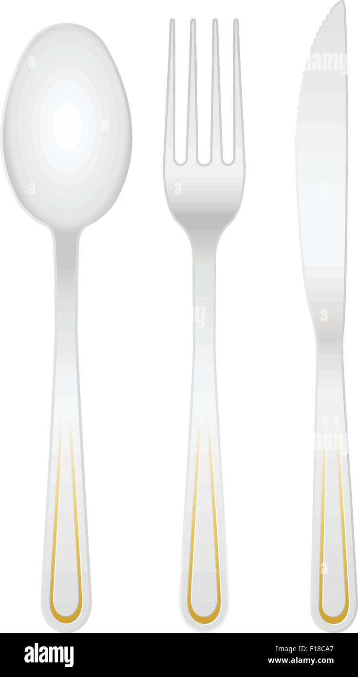 Spoon, fork and knife on a white background. Vector illustration Stock ...