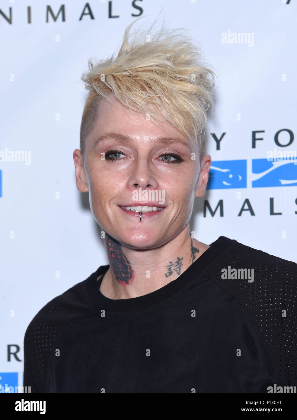 Culver City, California, USA. 29th Aug, 2015. Otep Shamaya arrives for the Mercy for Animals presents 'Hidden Heroes' Gala at Unici Casa. © Lisa O'Connor/ZUMA Wire/Alamy Live News Stock Photo
