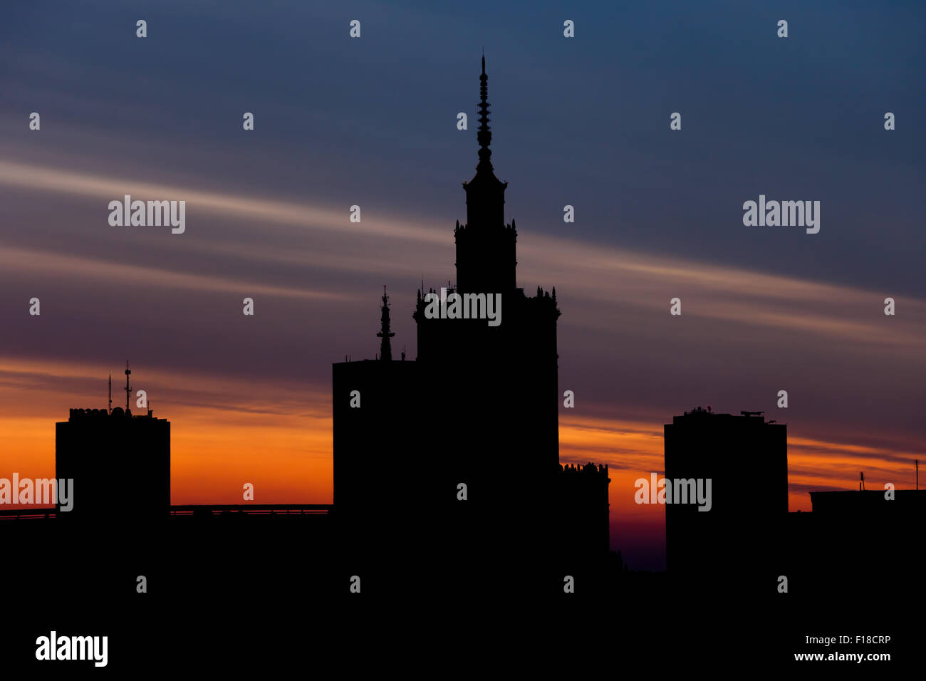 City warsaw downtown skyline silhouette hi-res stock photography and ...