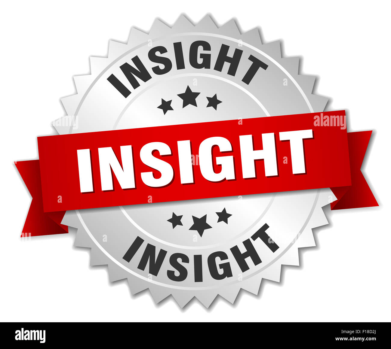 Drc Insight Ribbon insight 3d silver badge with red ribbon Stock Photo - Alamy
