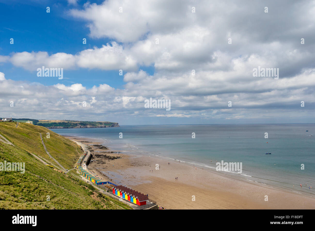 The beach at Whitby with Sandsend in the background Stock Photo