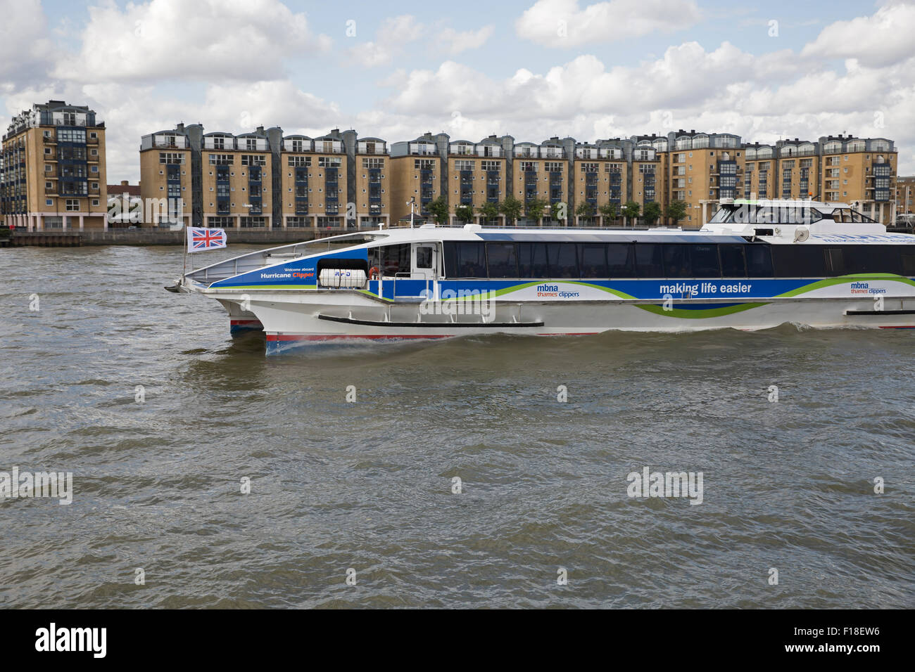 Thames Clipper river cruise boat on the River Thames in London Stock Photo