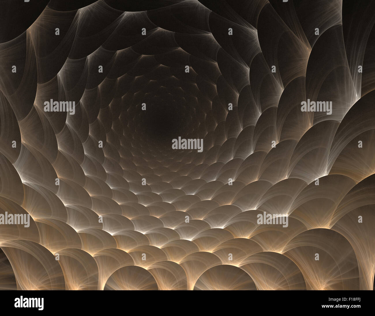 Simple fractal pattern form of round honeycomb perspective Stock Photo