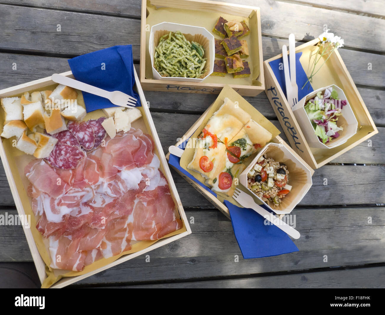 Italian lunch on table Stock Photo Alamy
