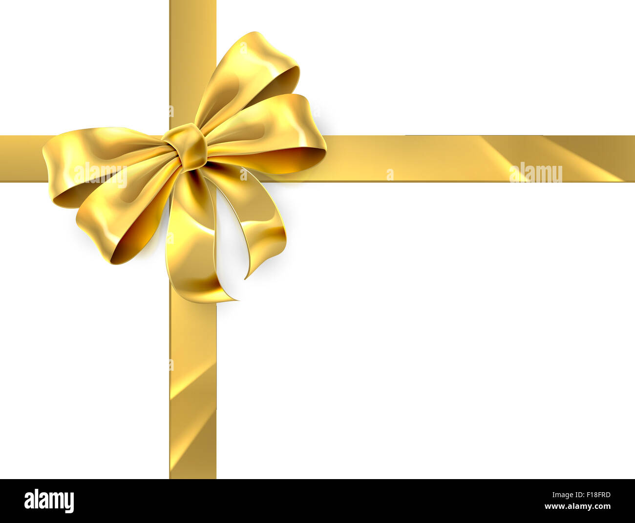 Christmas, birthday or other gift gold golden ribbon and bow wrapping background Stock Photo
