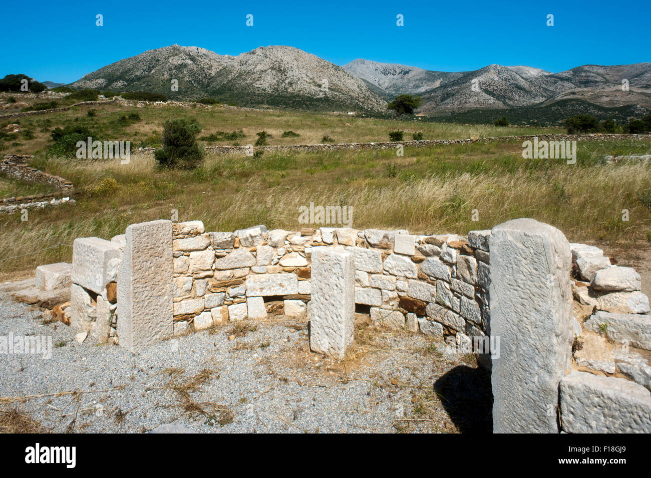 Griechenland, Kykladen, Naxos, Ano Sangri, Demeter-Tempel, Apsis einer frühchritlichen Basilika Stock Photo