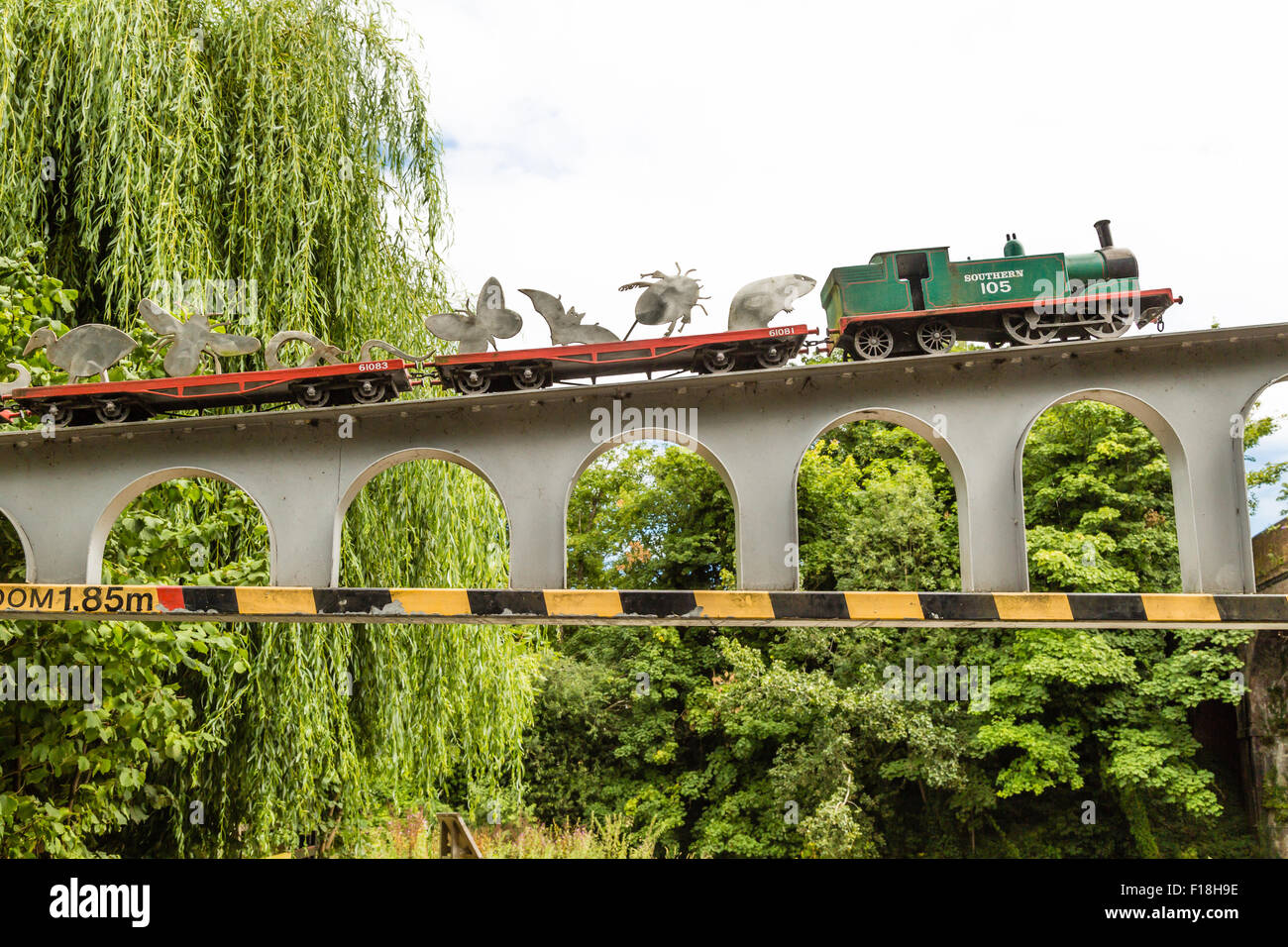 Model Train & Carriages over Car Park Entrance, Dapdune, Guildford