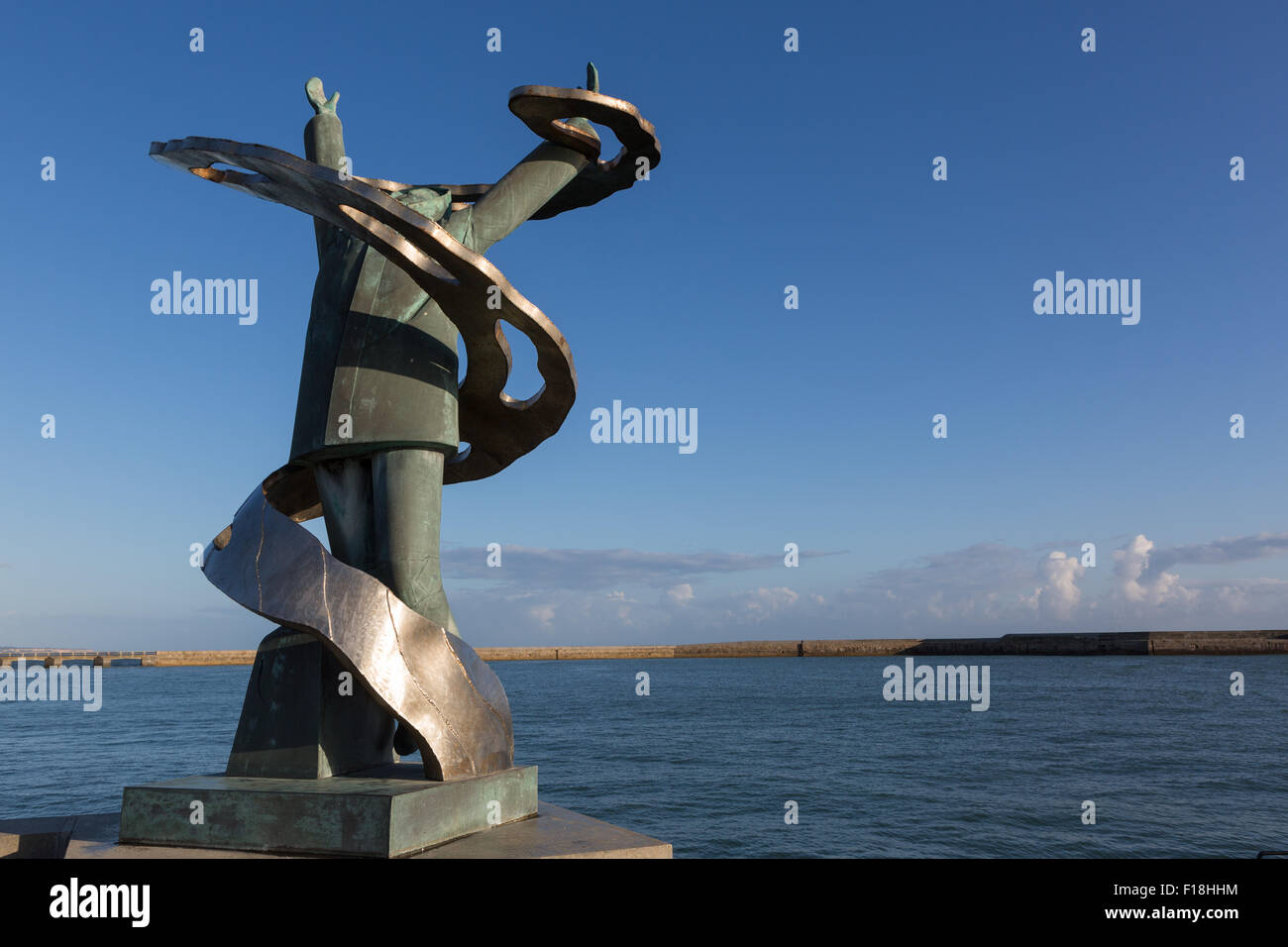 Memorial to fishermen lost at sea, in Portt-en-Bessin, Calvados, Normandy, France Stock Photo