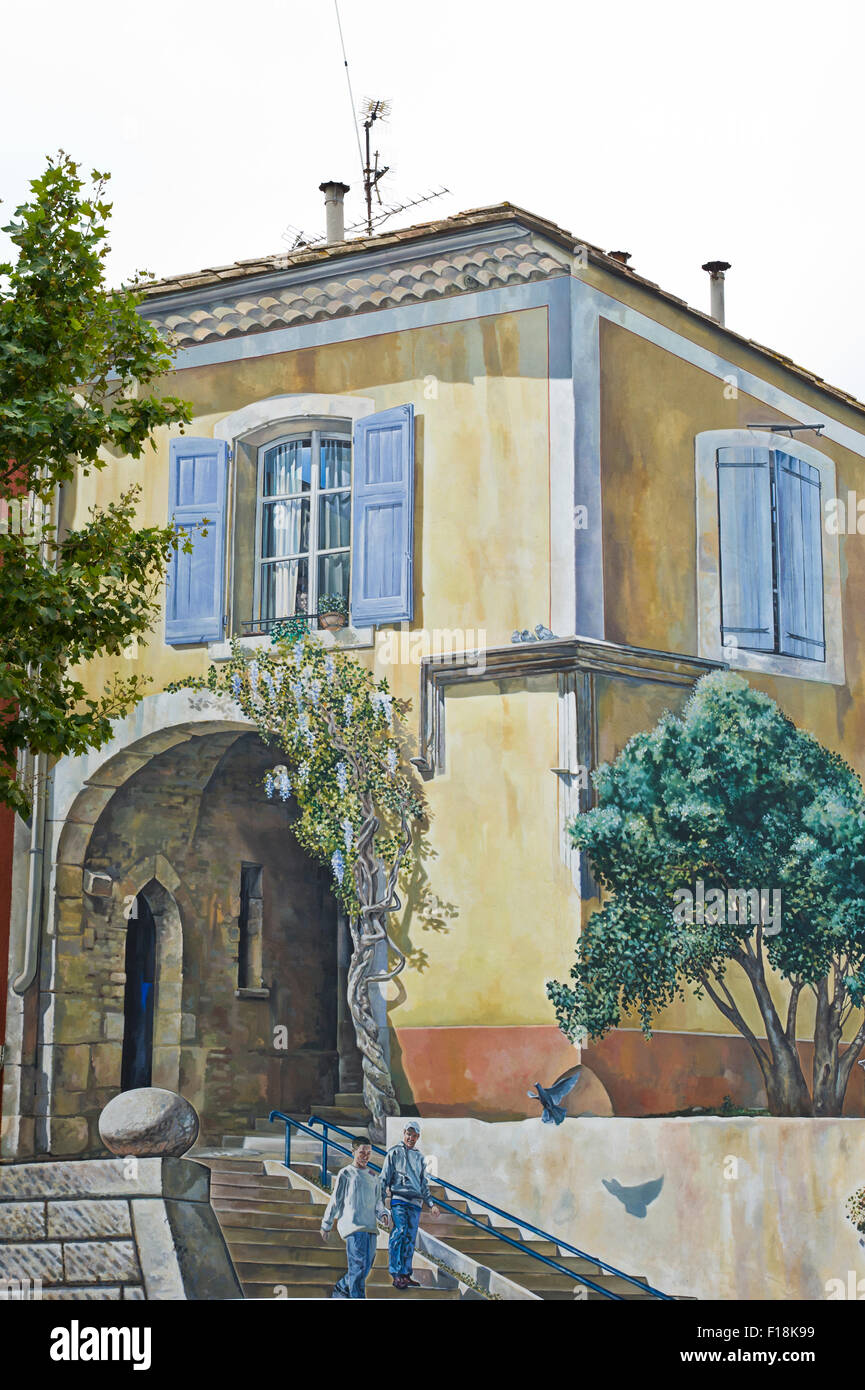 France, Herault, Villeneuve les Beziers, Place Michel Solans, olive tree  planted in the middle of a traffic circle Stock Photo - Alamy