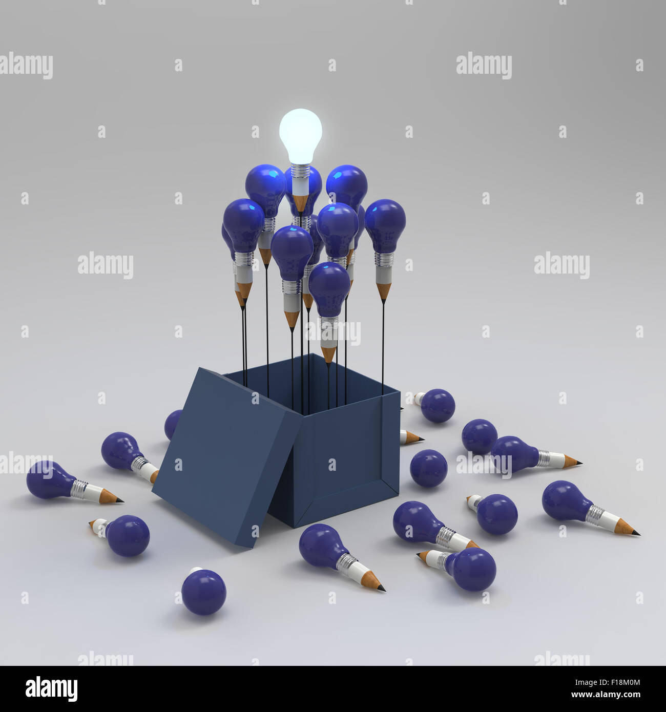 drawing idea pencil and light bulb concept outside the box as creative ...