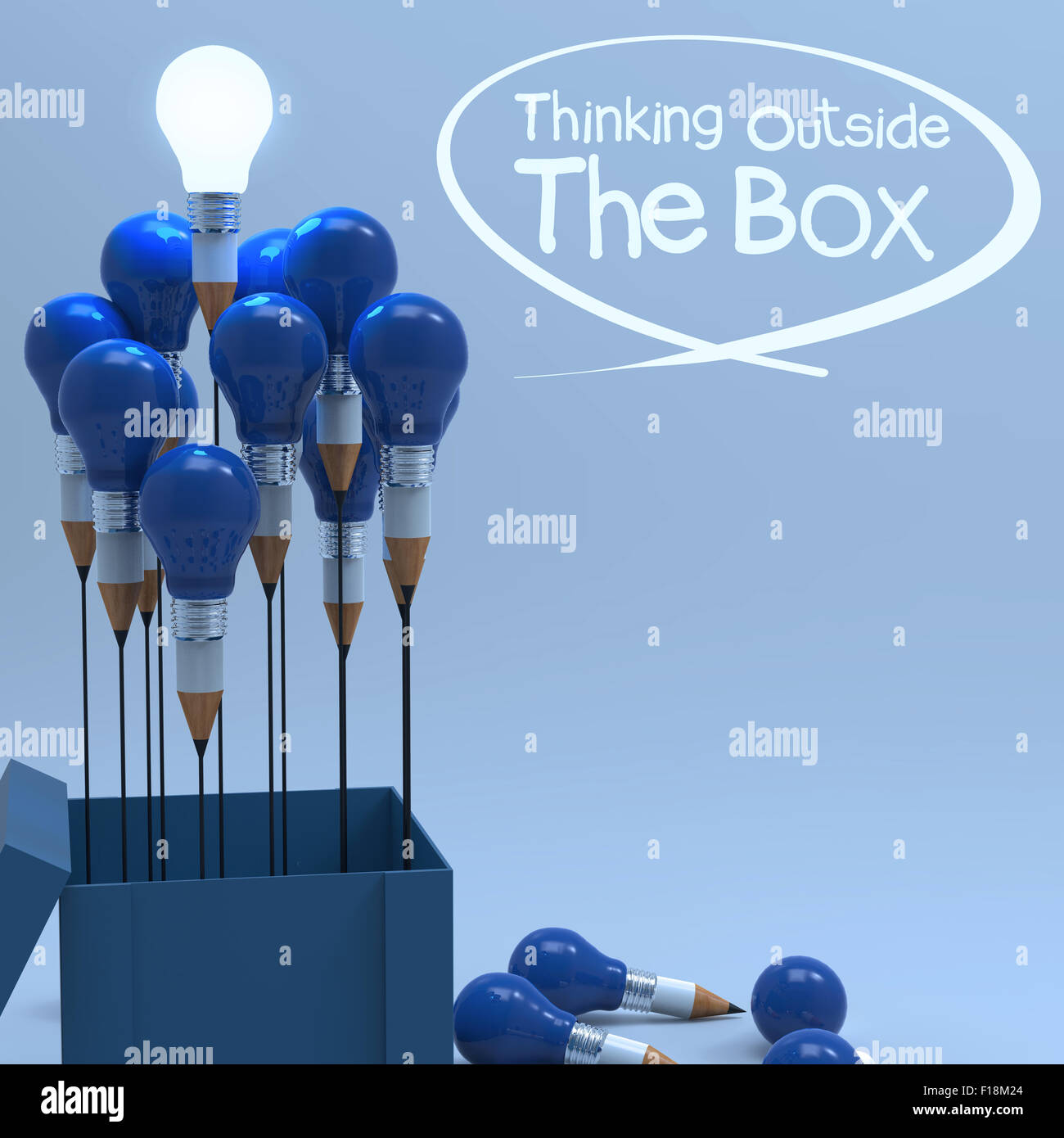 drawing idea pencil and light bulb concept outside the box as creative ...