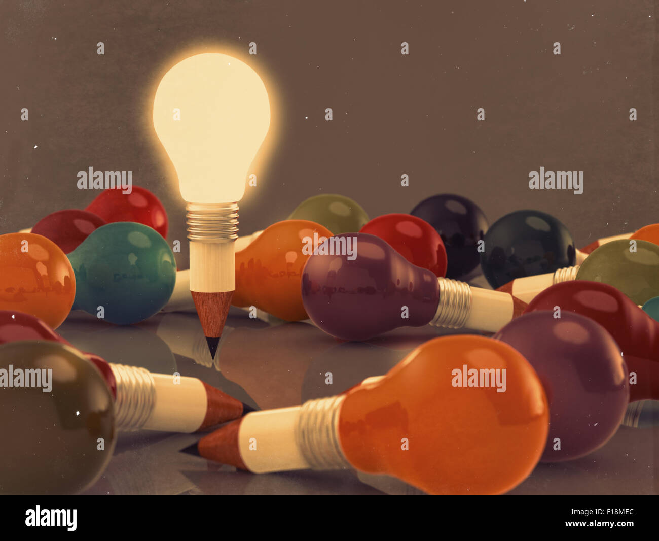 drawing idea pencil and light bulb concept creative and leadership ...