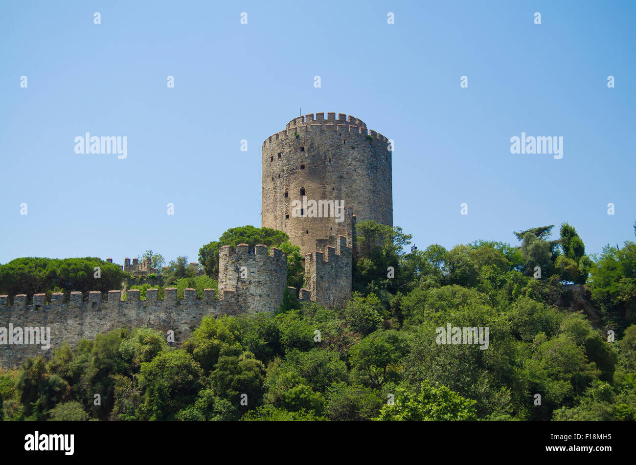Rumeli Castle and Bosphorus Bridge in Istanbul Stock Photo