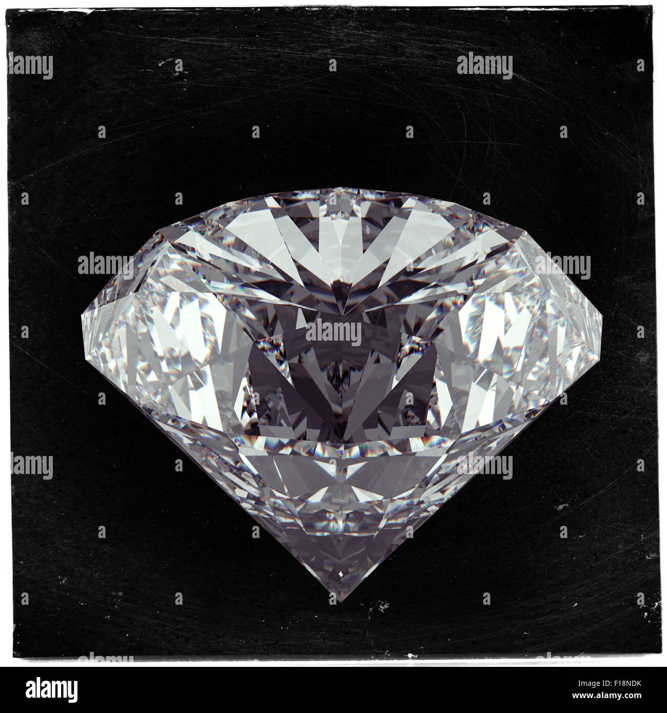 Diamond on black as vintage style concept Stock Photo