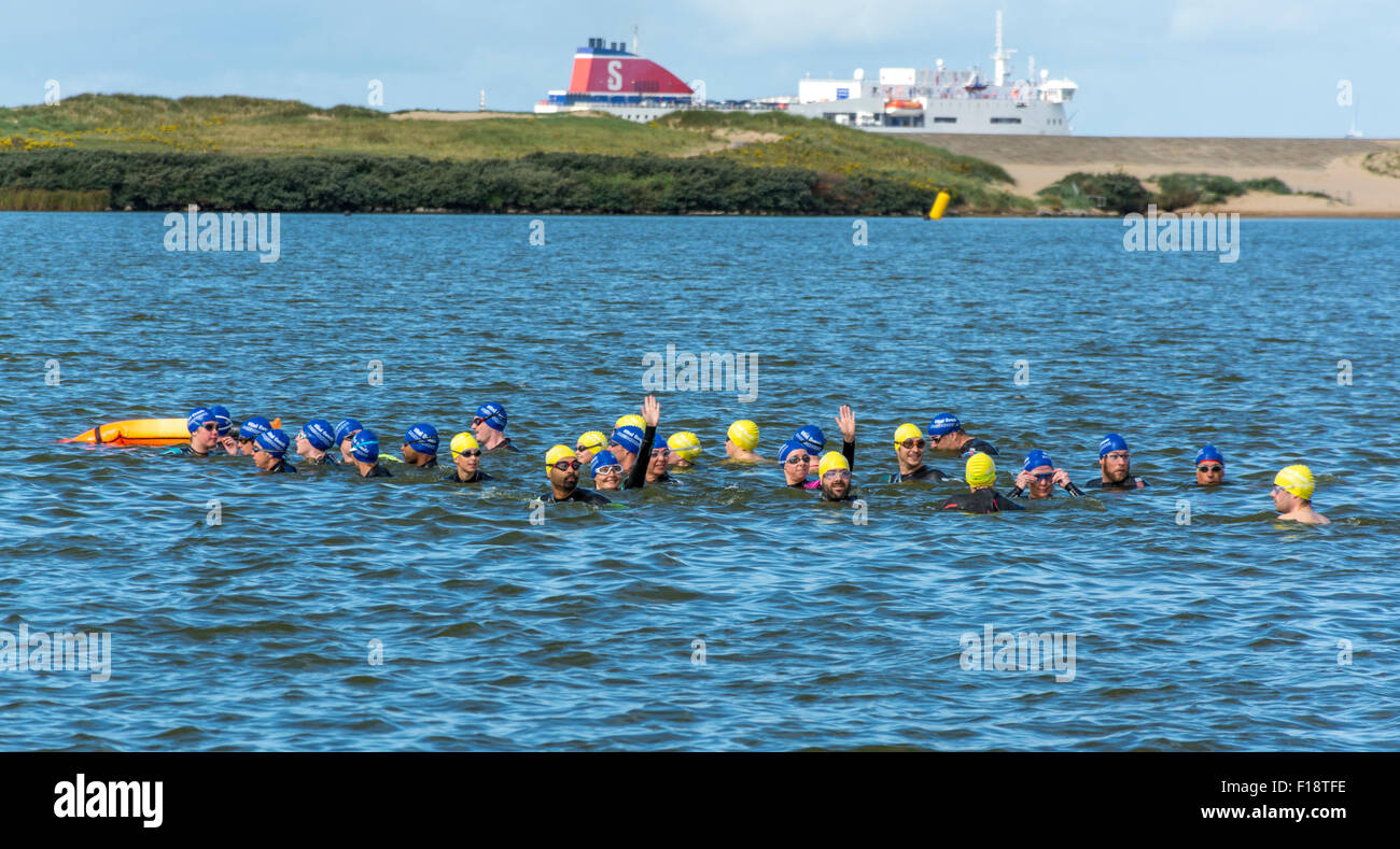 Crosby open water swim event, on 29th August 2015 held at Crosby Lakeside Adventure Centre. organised by Vital Events. Stock Photo