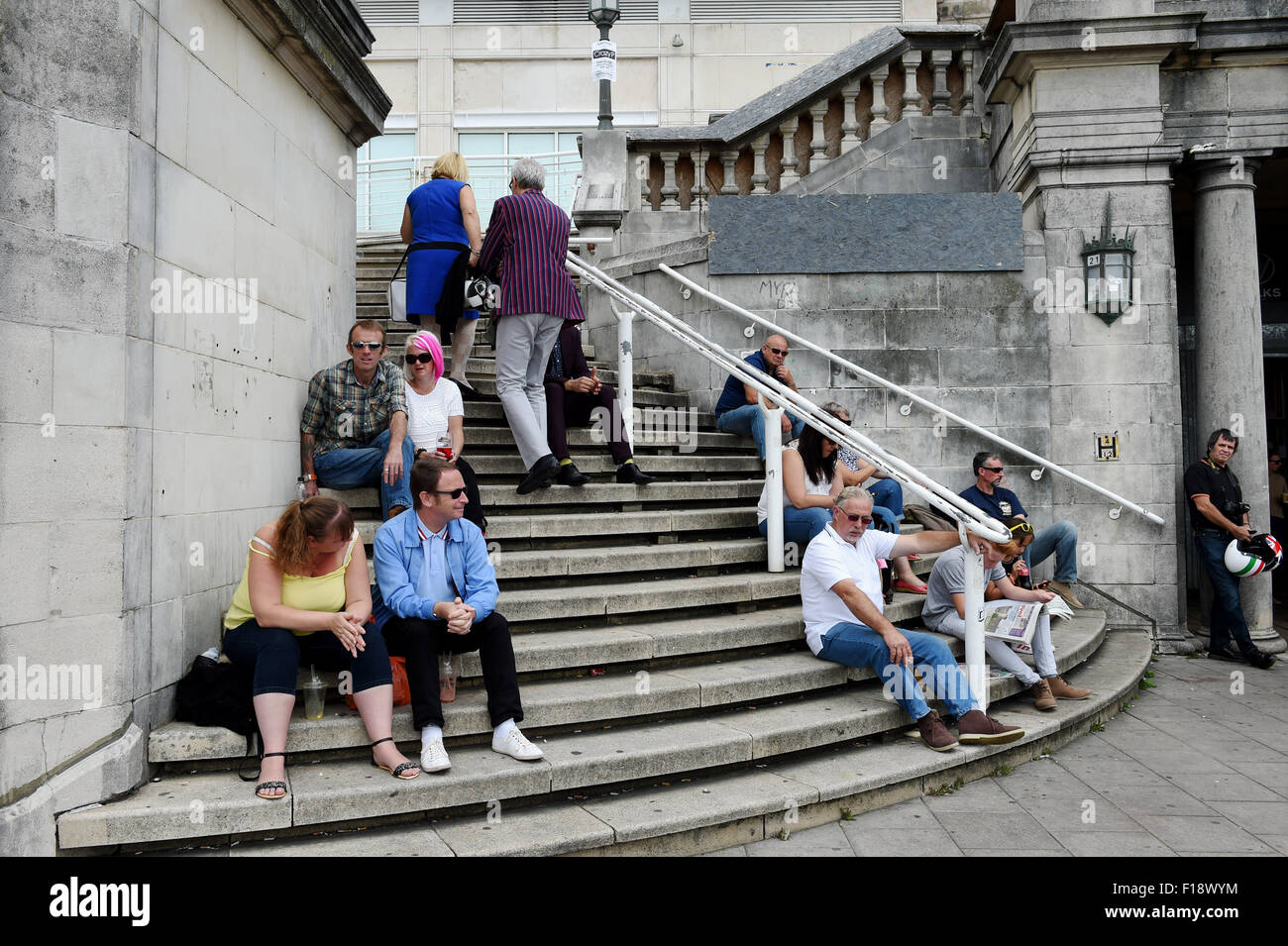 Brighton, UK. 30th August, 2015.  Thousands of Mods with their scooters descend on Brighton for the annual Mod Weekender event which is a 3 day celebration of their vehicles , fashion and the 1960s  Credit:  Simon Dack/Alamy Live News Stock Photo