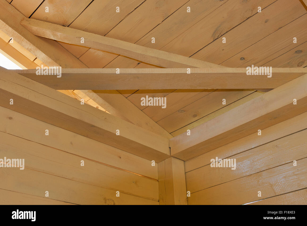 Interior View Of The Construction Of A Pitched Roof Showing The