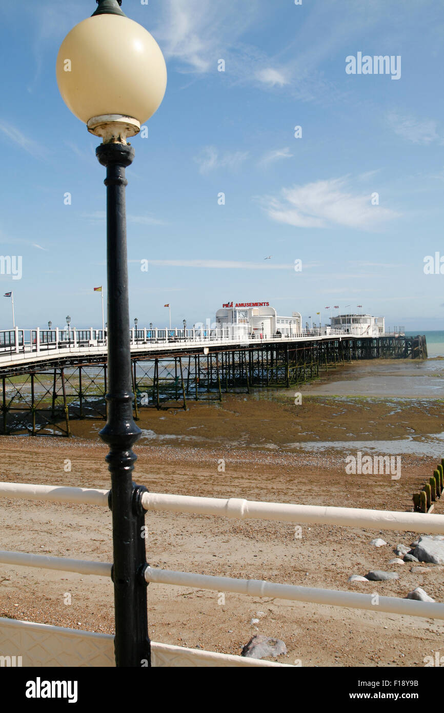 Pier and beach Worthing West Sussex England UK Stock Photo