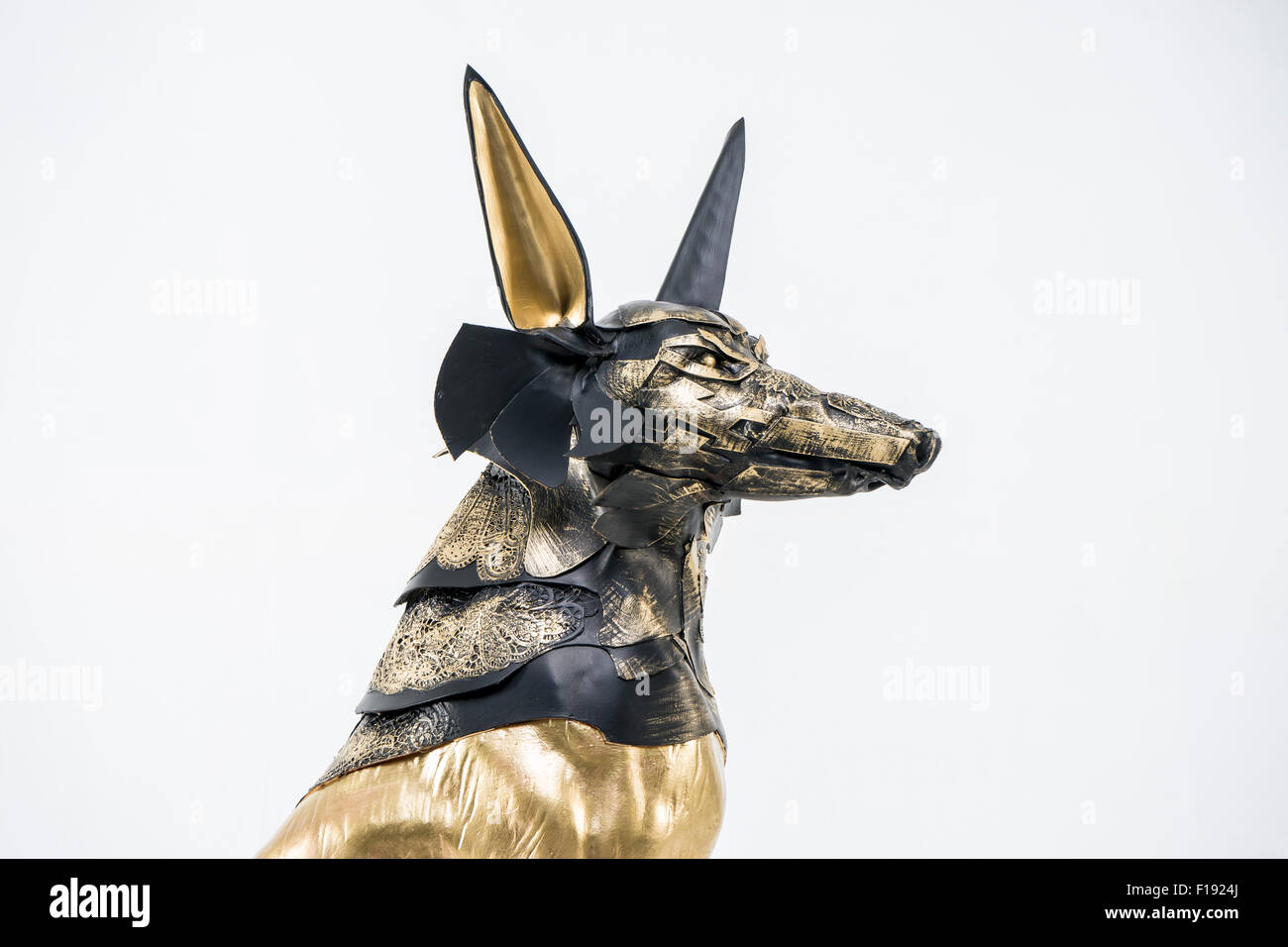 sculpture of the Egyptian god Anubis, gold figure and black jackal Stock  Photo - Alamy