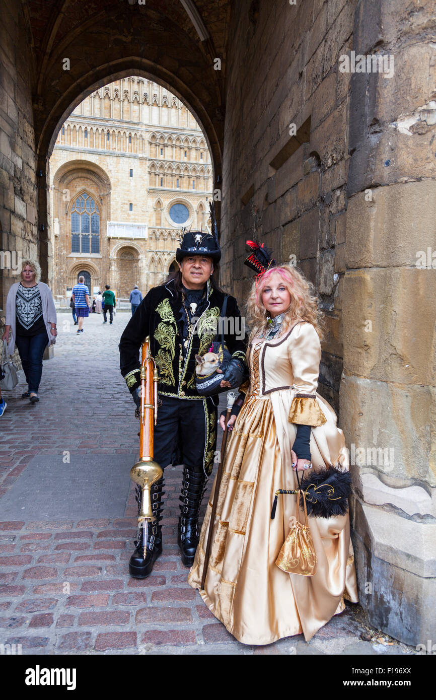 Lincoln, UK. 30th August, 2015. Steampunk Festival Hailed the most ‘splendid in the World’, the biggest Steampunk festival in Europe returns to Lincoln City, Lincolnshire, UK, England 30/8/2015 for a Weekend at the Asylum VII Credit:  Tommy  (Louth)/Alamy Live News steampunk festival steampunks lincoln uk england punks neo victorian fantasy dress fancy unusual strange steampunker science fiction technology aesthetic design inspired by 19th-century industrial steam-powered machine Stock Photo