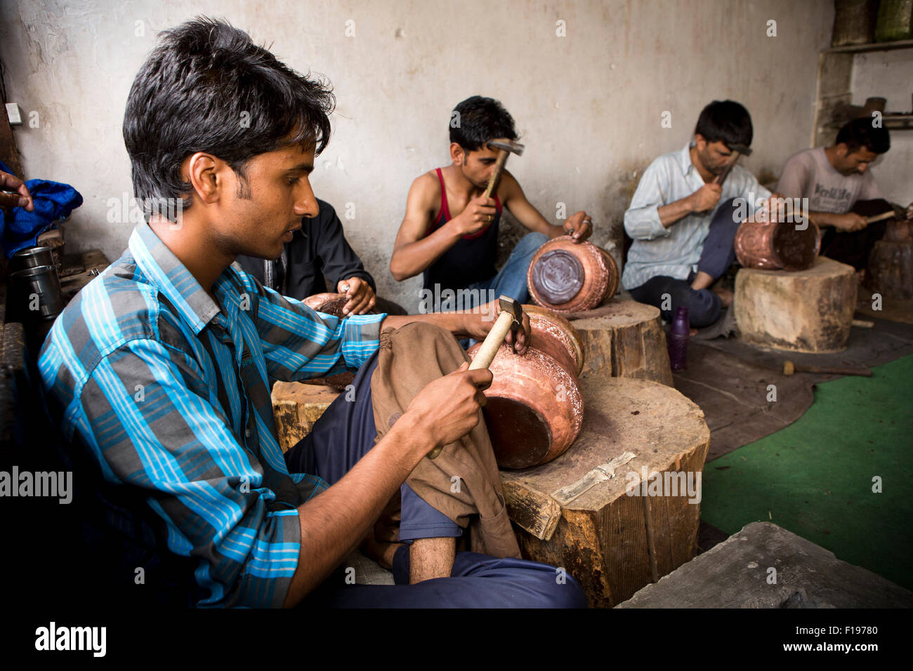 India Jammu And Kashmir Srinagar Old City Crafts Craftsmen Punching