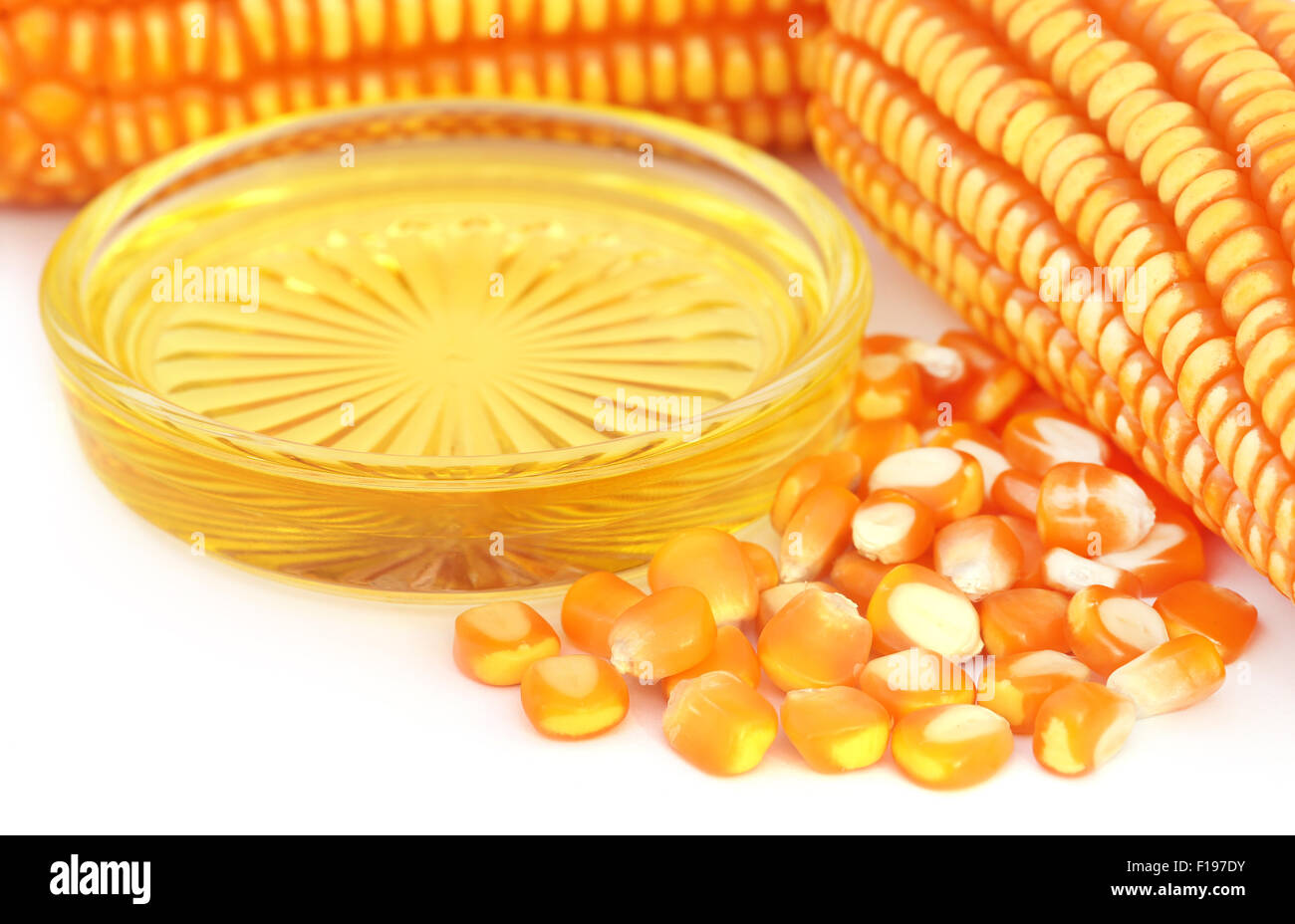Oil with corn over white background Stock Photo