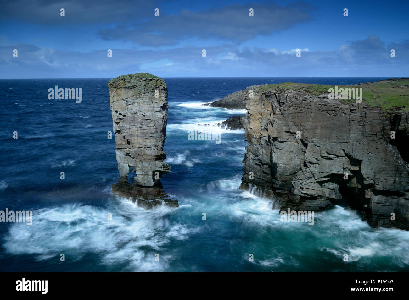 Yesnaby Castle sea stack, Orkney Mainland, Scotland, UK Stock Photo