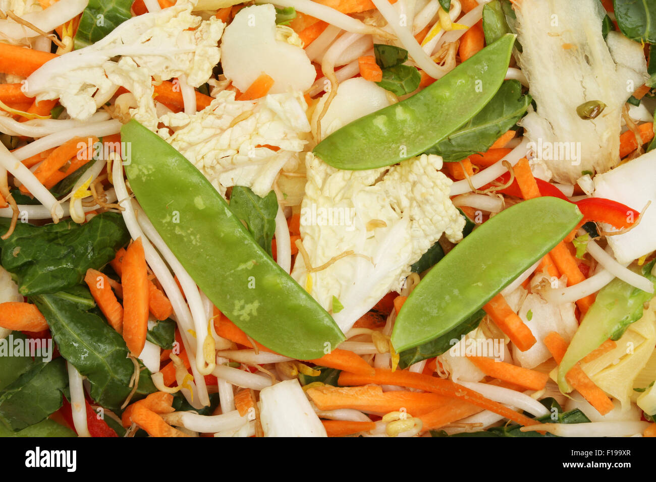 Closeup of raw stir fry vegetables Stock Photo