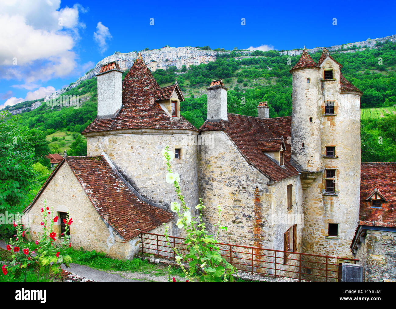 authentic beautiful villages of France - Autoire Stock Photo